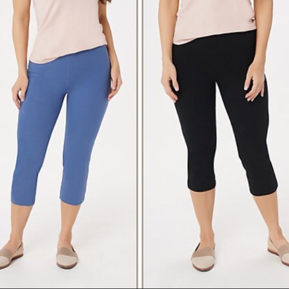 Woman with control set of 2 tushy lifter capris